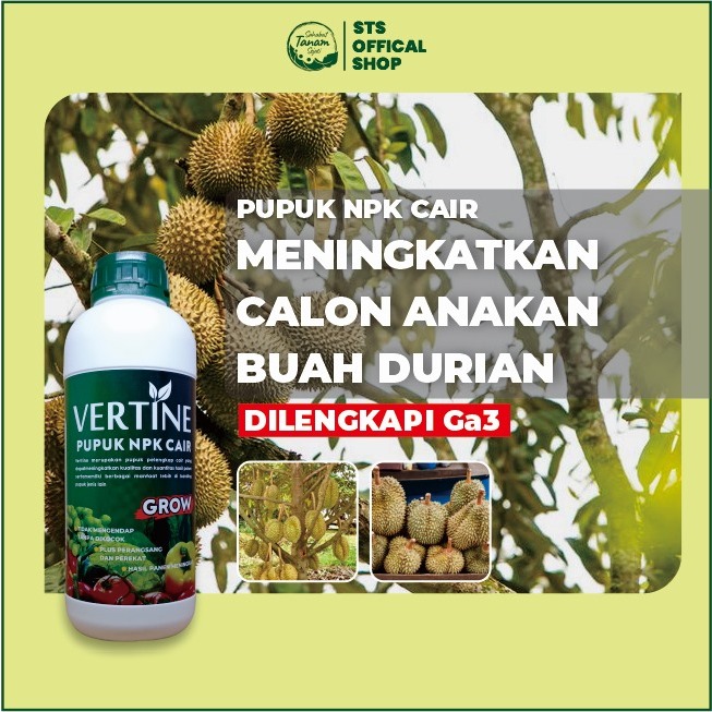 Vertine Grow - Pupuk NPK  - Penyubur Bunga,  Buah, dan Daun Durian - 1000ml