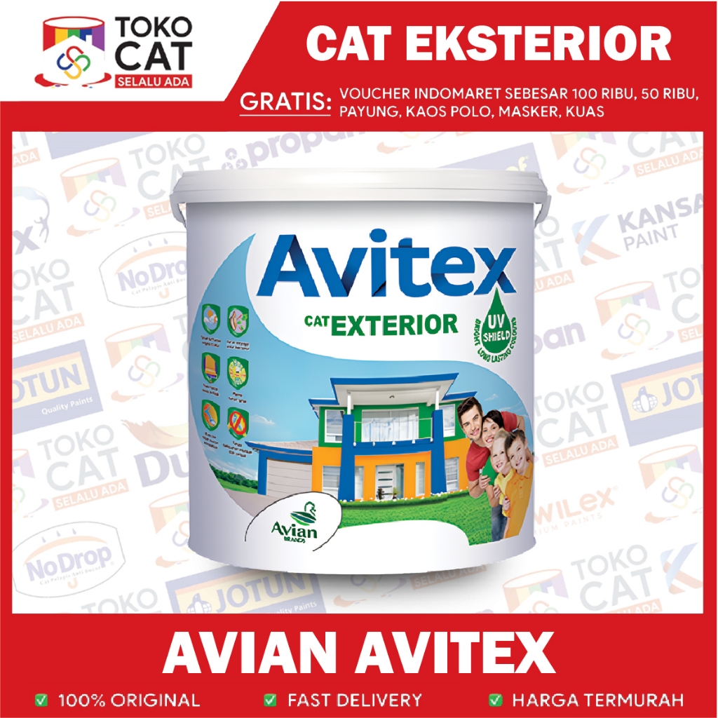 Cat Tembok Eksterior | Luar Avian Avitex Exterior Warna Putih 25 Kg | Kemasan Pail