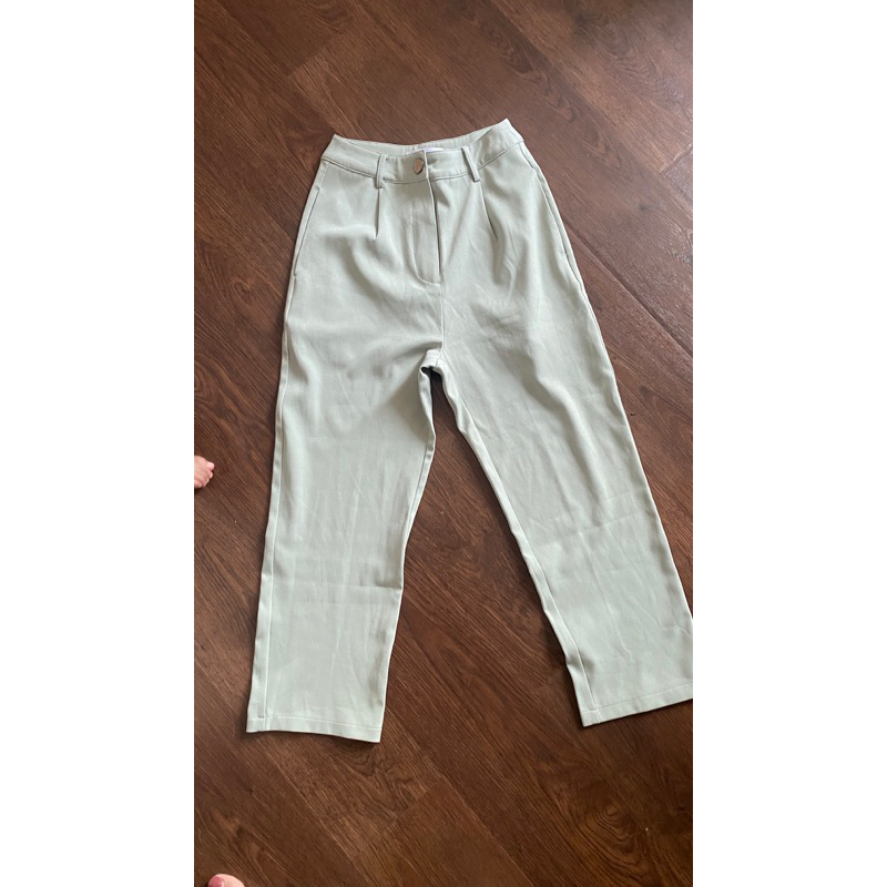 Celana panjang kerja kulot pants trouser warna hijau mint brand Shopsassydream celana ngantor Shop S