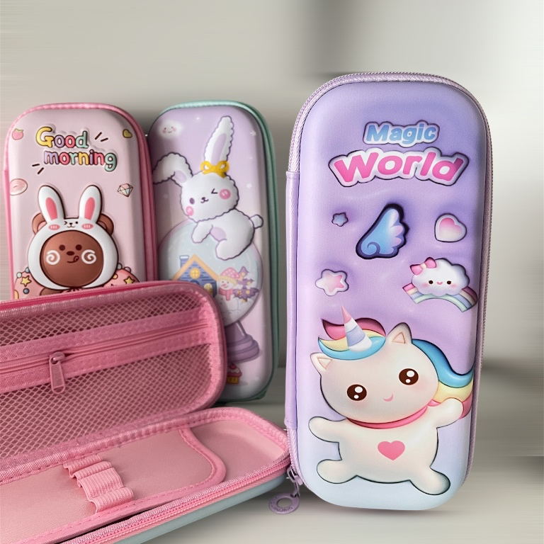

3D Character Pencil Case Hard Cover with Box Compartment School Gift | Tempat Pensil Kotak Alat Tulis Anak Karakter