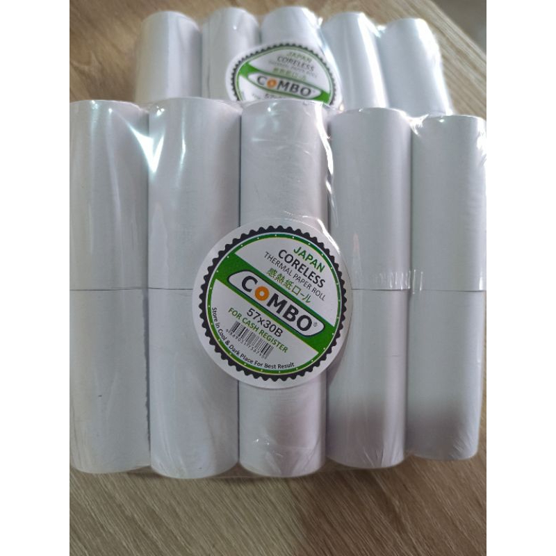 

Thermal paper roll Combo 57x30B harga 1pack isi 10roll