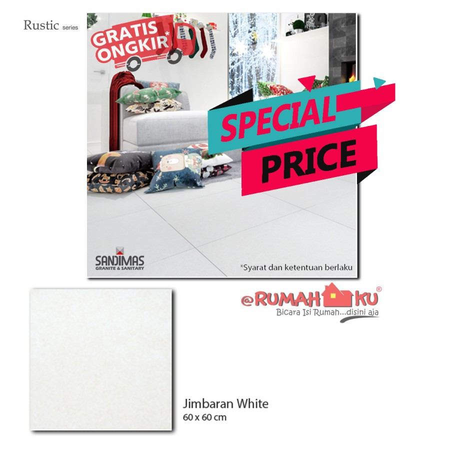 SANDIMAS LANTAI GRANITE JIMBARAN WHITE 60X60 MATT 1dus isi 4pcs=1.44m2