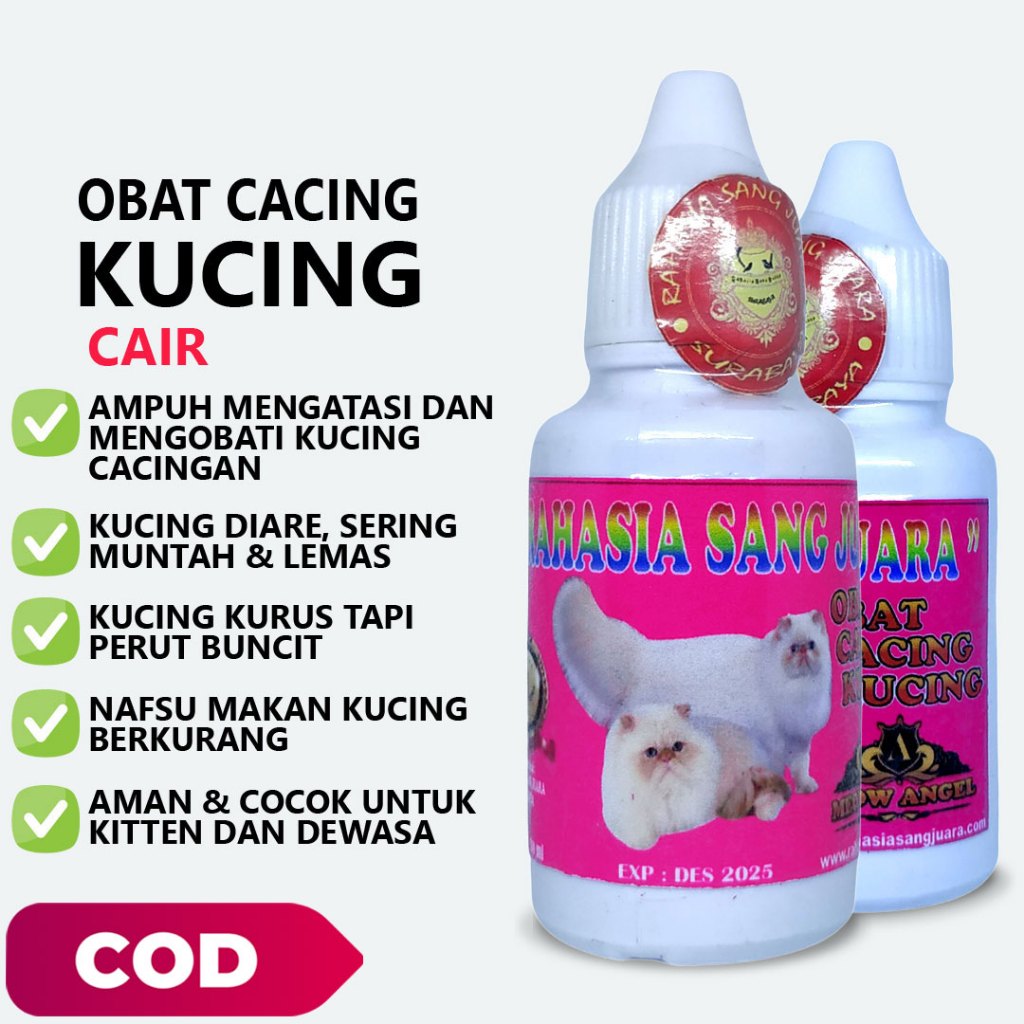 OBAT CACING KUCING CAIR AMPUH MENGOBATI KUCING KURUS CACINGAN 30ml