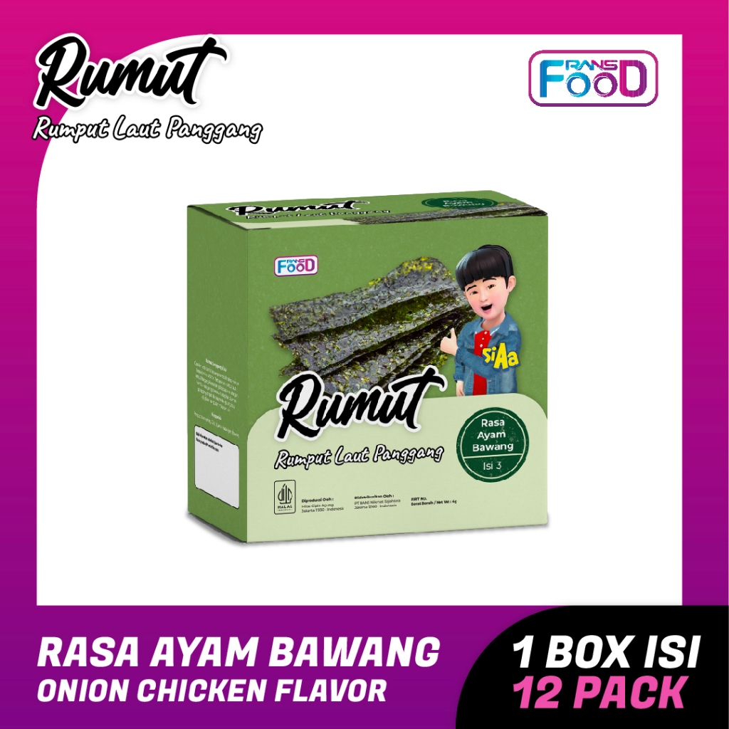 

Rumut Panggang Rasa Ayam Bawang 4gr - Rumput Laut Panggang Praktis Lebih Renyah Isi 3