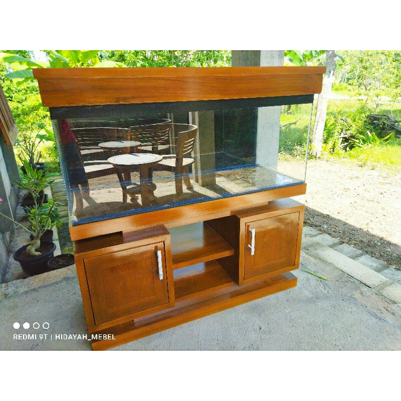 Meja aquarium kayu meja tv minimalis