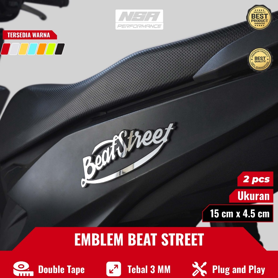 ar 2PCS EMBLEM BEAT STREET STIKER BEAT STREET EMBLEM MOTOR STICKER TIMBUL 3D HONDA BEAT STREET LOGO 