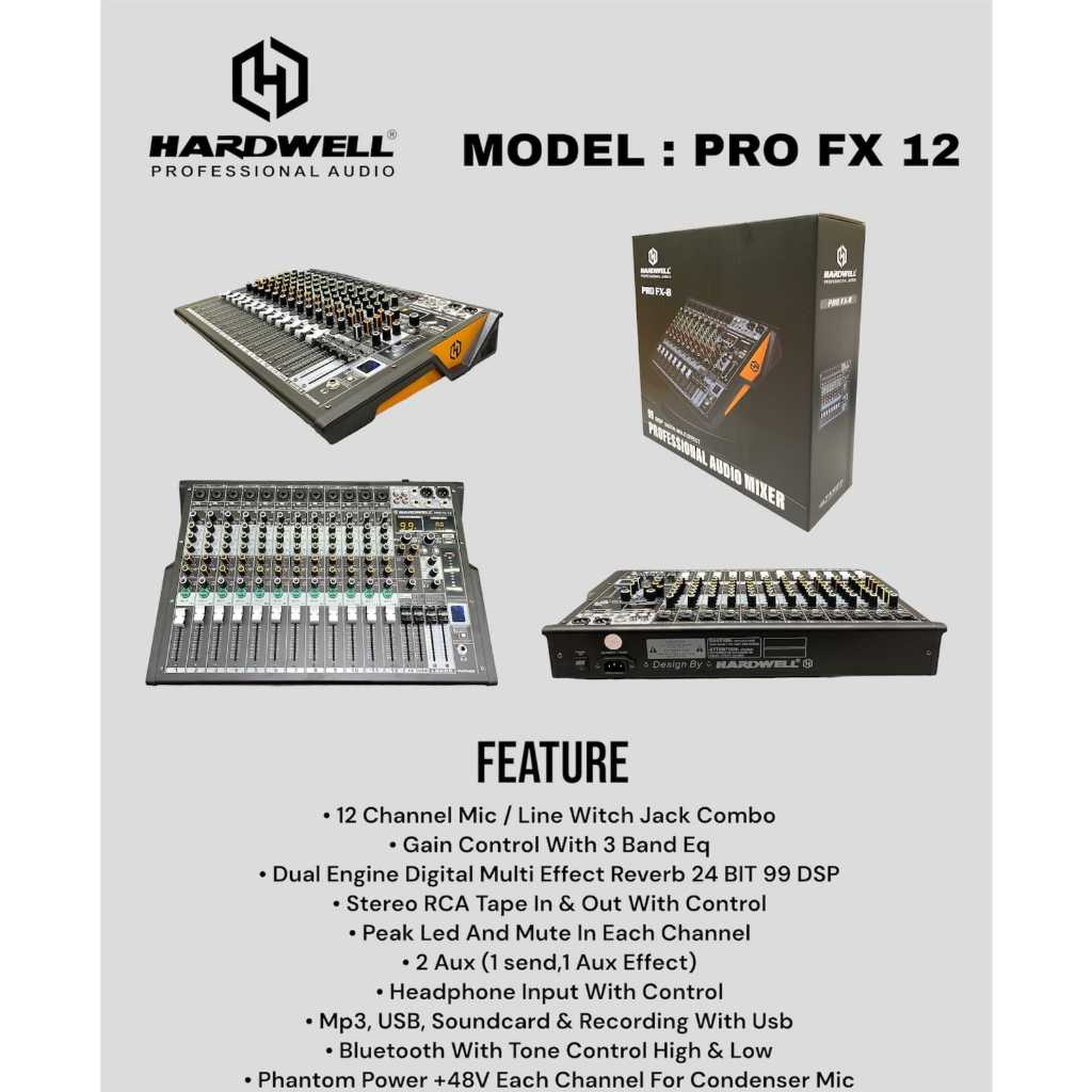 Mixer 12 Channel Hardwell Pro - FX 12 Proffesional Audio Soundystem