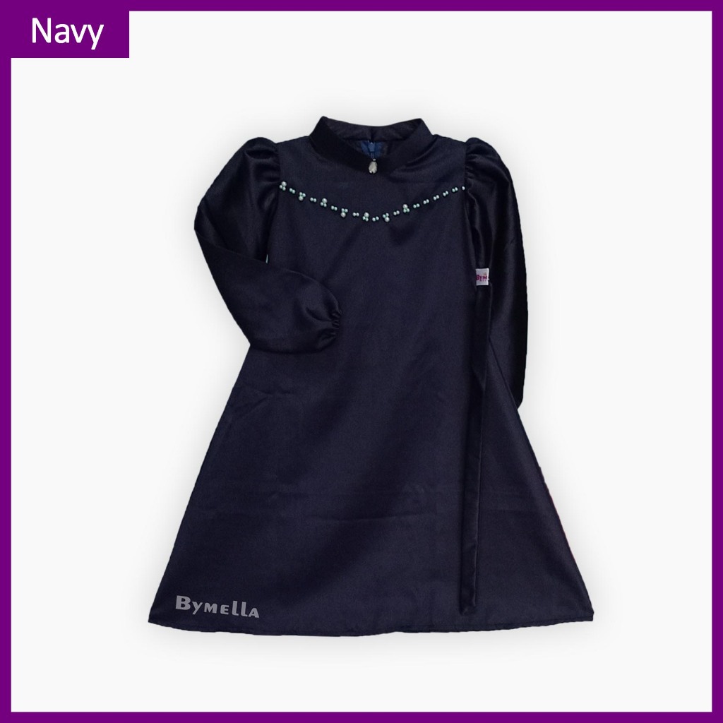 Bymella - Navy Nada Dress / Baju Anak / Baju Pesta Anak / Dress Anak / Baju Anak Satin / Baju Anak-A