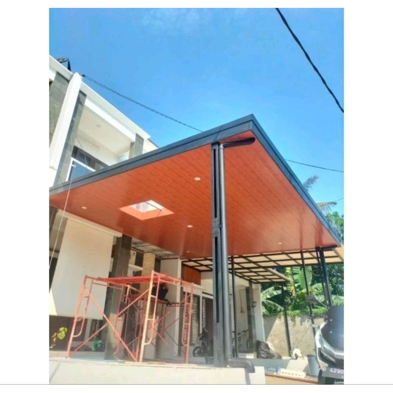 kanopi baja ringan atap alderon rs + plafon pvc paket lengkap menggunakan talang air