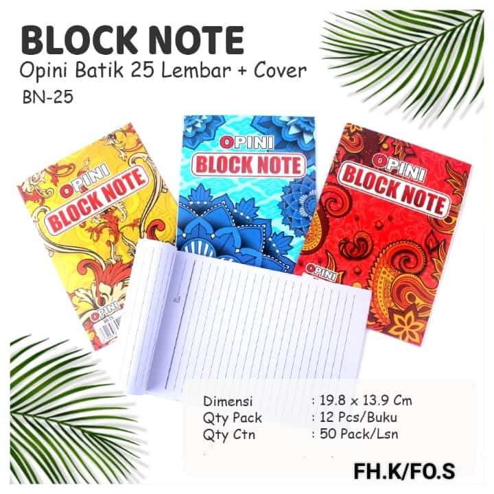 

(1 Lusin/ 12 Notes) Buku Notes Catatan A5 Block Note Office Opini