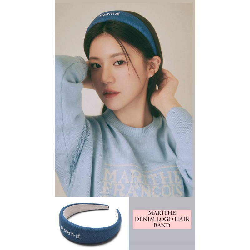 MARITHE DENIM LOGO HAIR BAND