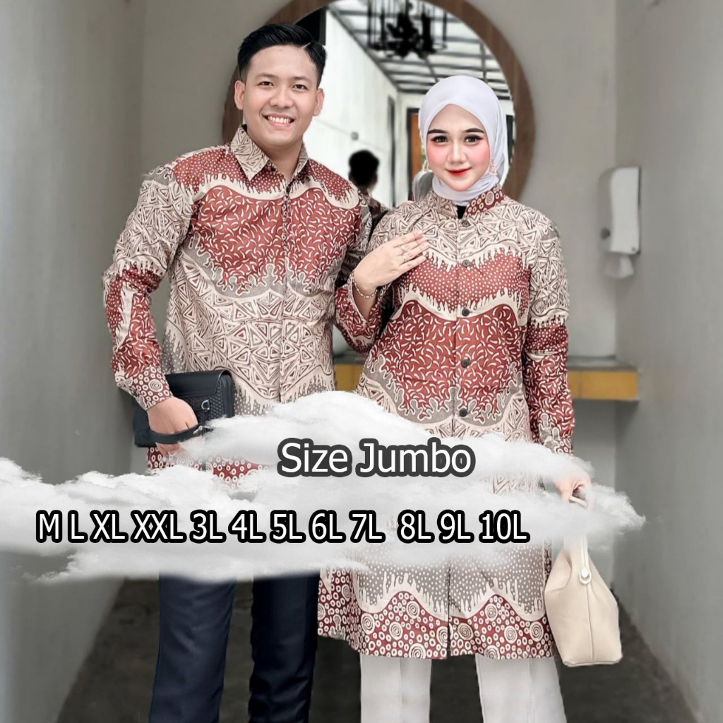 COUPLE TUNIK BATIK KEMEJA BATIK JUMBO 3L 4L 5L 6L 7L 8L 10L PAKAIAN WANITA BAJU WANITA FASHION WANIT
