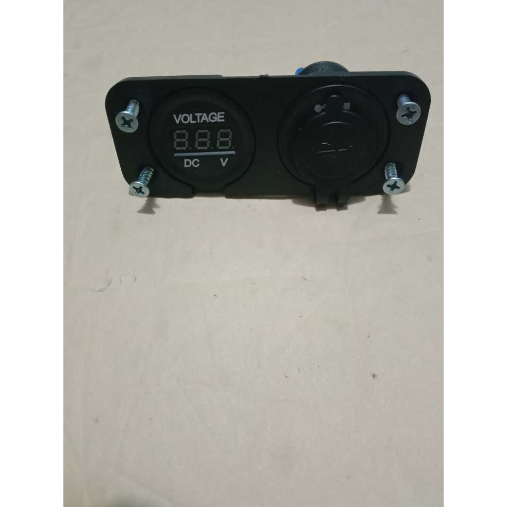 Volt meter aki tanam Plus charger hp usb waterproof universal / Volt meter 2 in 1 / volt meter aki