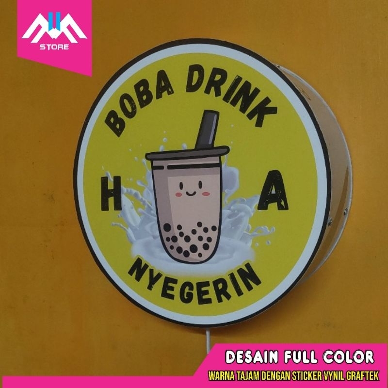 NEON BOX BULAT 1 SISI akrilik termurah