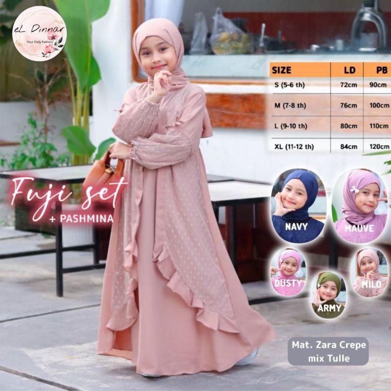 FUJI SET / DRESS ANAK MUSLIM PLUS PASMINA