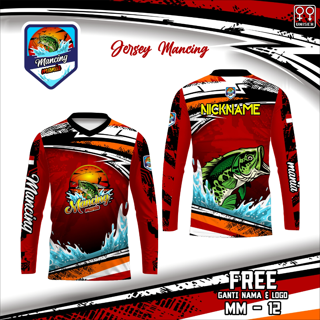 Baju mancing mania lengan panjang kaos jersey fishing lengan panjang