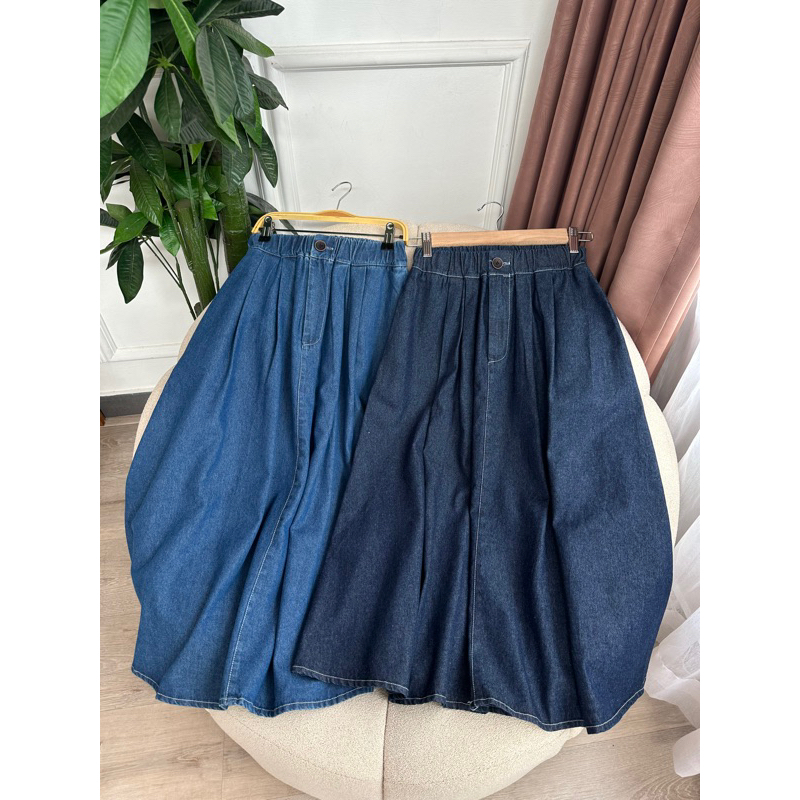 [ALLN Knitwear] Rok Jeans Kancing Bawahan Wanita