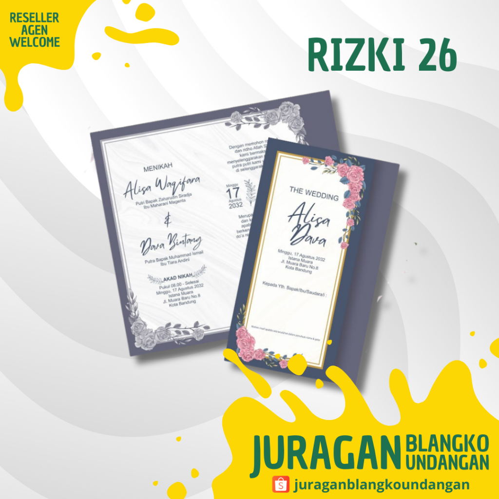 BLANGKO UNDANGAN KOSONG RIZKI 26 | UNDANGAN KOSONG | UNDANGAN KHITAN | UNDANGAN NIKAH | KERTAS KOSON