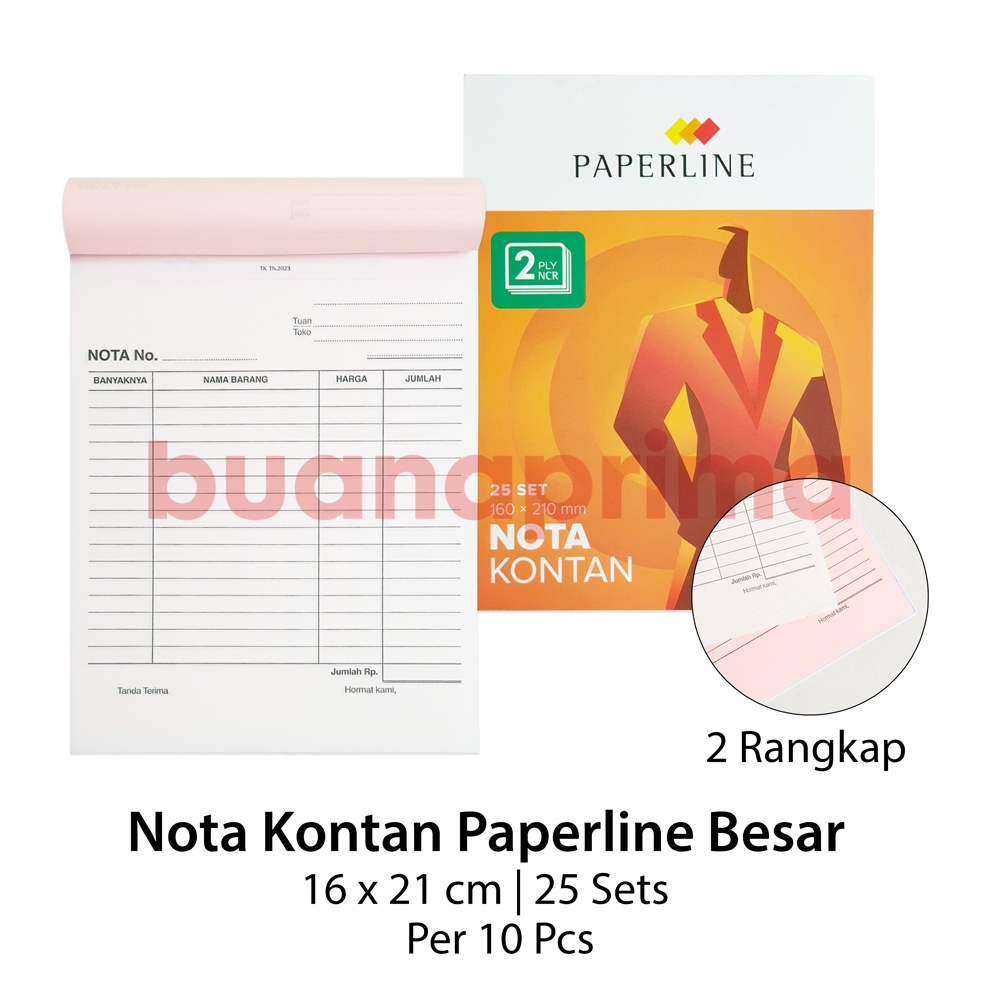 

Nota Kontan Rangkap 2 ply Besar Paperline isi 10 pcs Buku Bon Faktur NCR