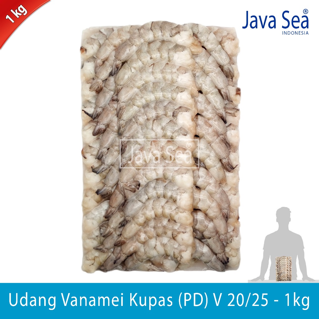 

Udang Vanamei Kupas Bersih PD V 20/25 pack 1kg Java Sea