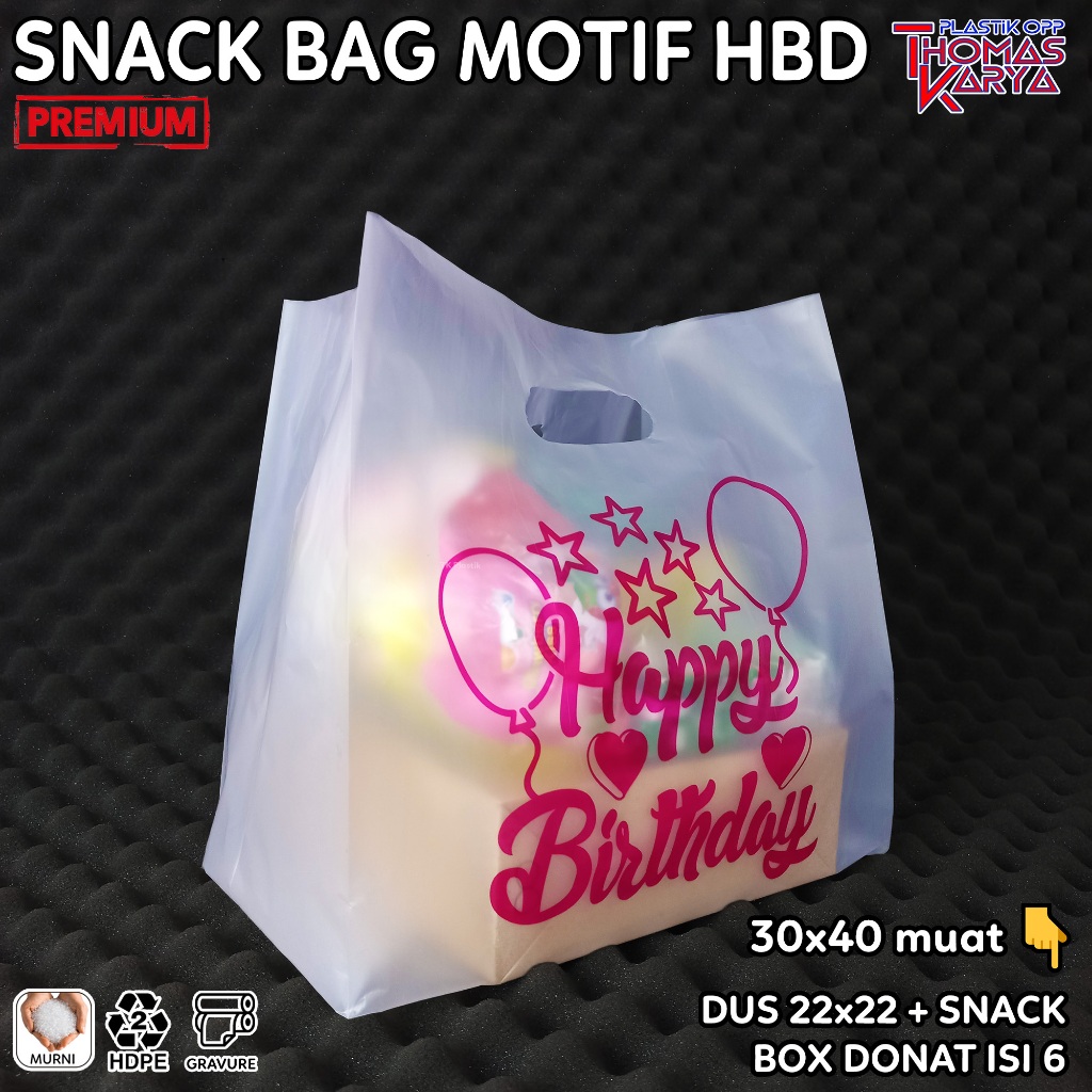 

iDk90 Kantong Plastik Dove 30x40 Motif Happy Birthday Biru Isi 50 Tas Snack Ulang Tahun / Dus Donat
