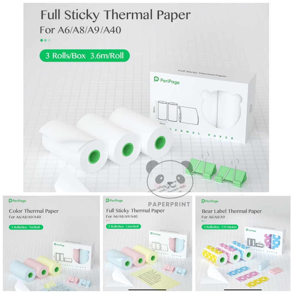

KERTAS STICKER THERMAL PERIPAGE A6 ORIGINAL 57x30mm mini printer thermal paperang edc panda
