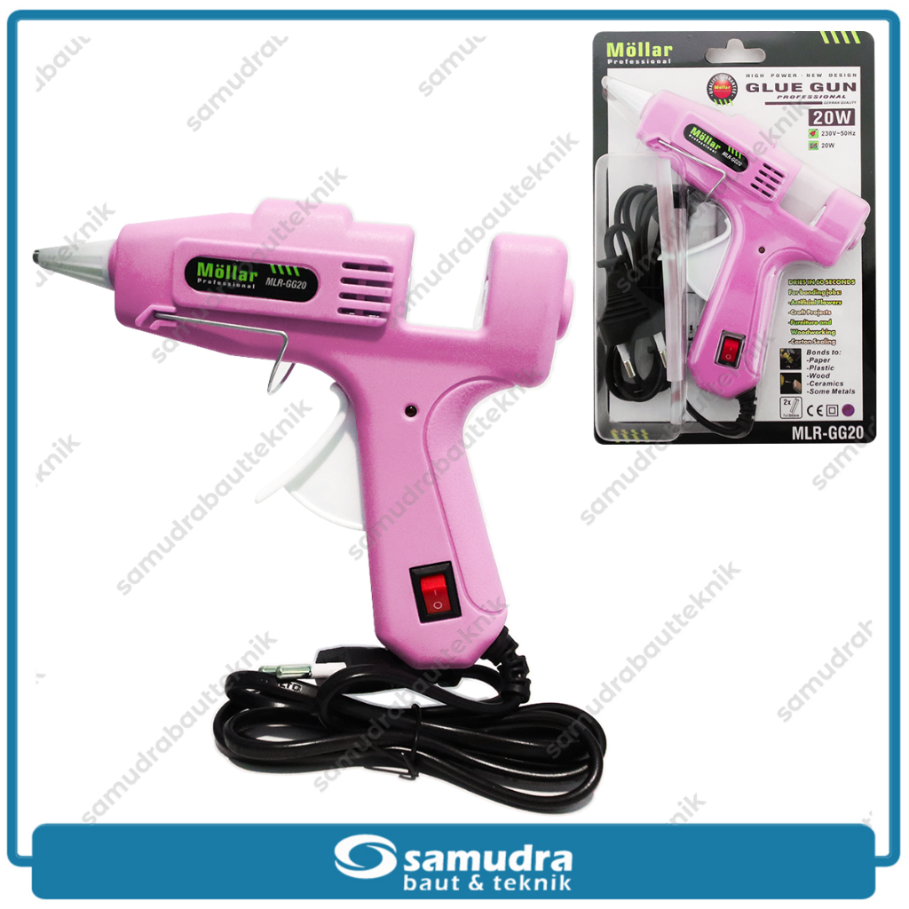 GLUE GUN 20 WATT MOLLAR BONUS REFILL ISI ULANG LEM TEMBAK - PINK