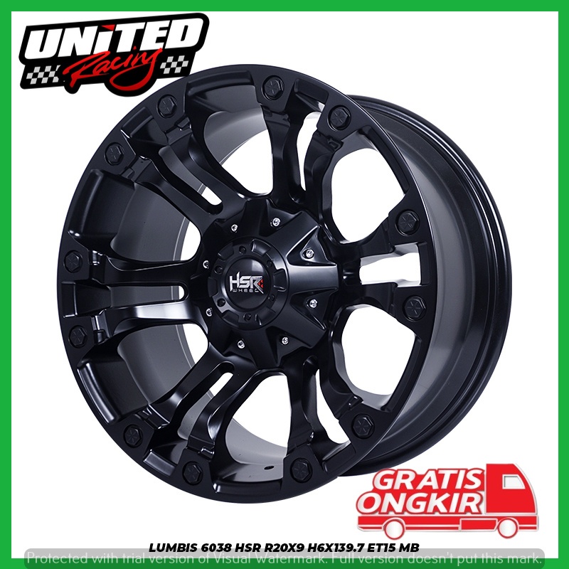 VELG MOBIL MODEL OFFROAD R20 HSR LUMBIS BLACK DOP RING 20 UNTUK PAJERO FORTUNER HILUX