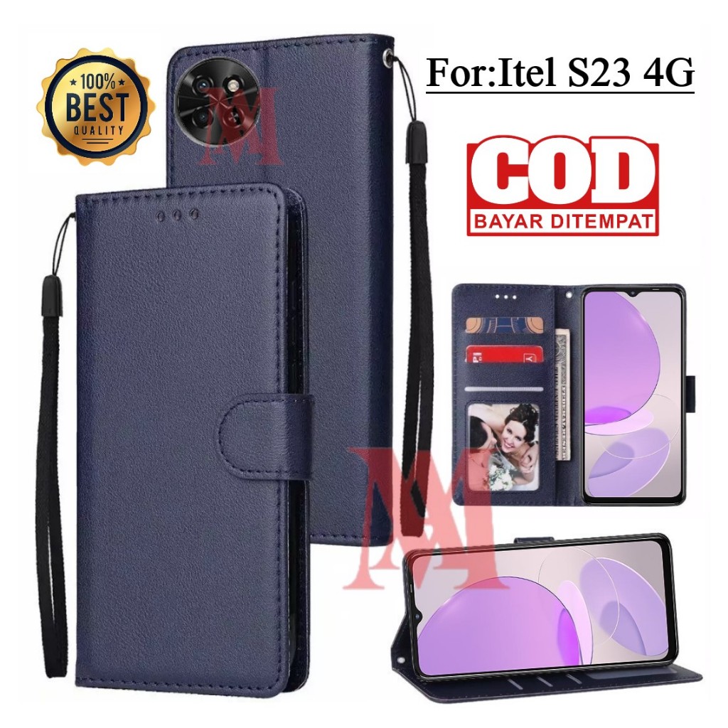 Itel S23 4G Leather Flip Cover Wallet Case Kulit - Casing Dompet Case Wallet Leather Flip Itel S23 4