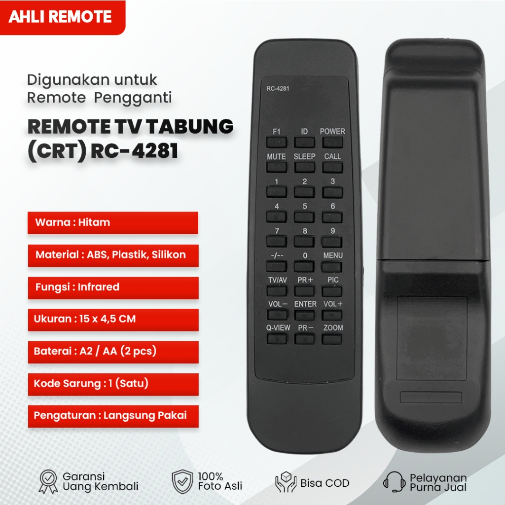Remot TV Akari Tabung RC-4281  / Remote TV Tabung Akari