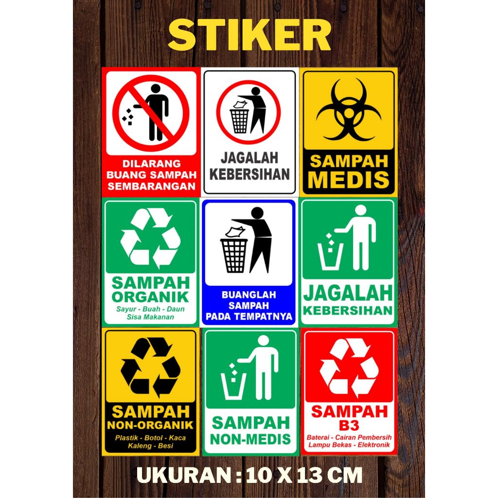 

Sticker Himbauan Tempat Sampah Organik, Non Organik, Sampah Medis, Sampah Non Medis, Sampah B3, Stiker Jagalah Kebersihan,