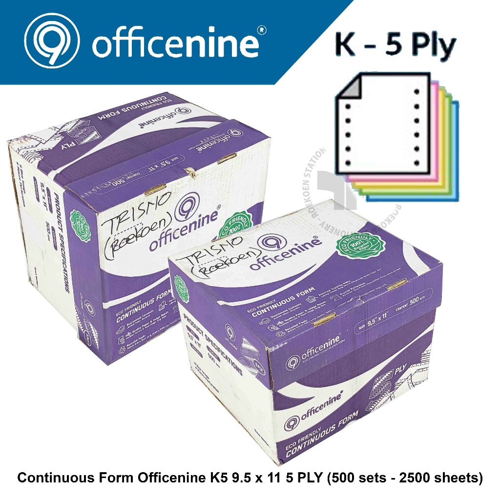 

Officenine Continuous Form K5 Full 9.5" x 11" - 5PLY - 500Sets (Box Ungu)