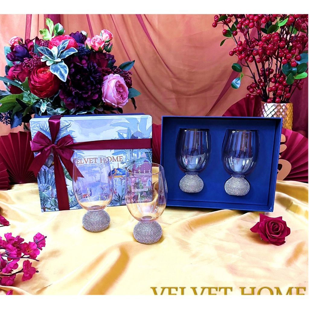 Hampers Gelas crystal gift wine gold kaca natal lebaran imlek parcel gelas mug Angelina Crystal hadi