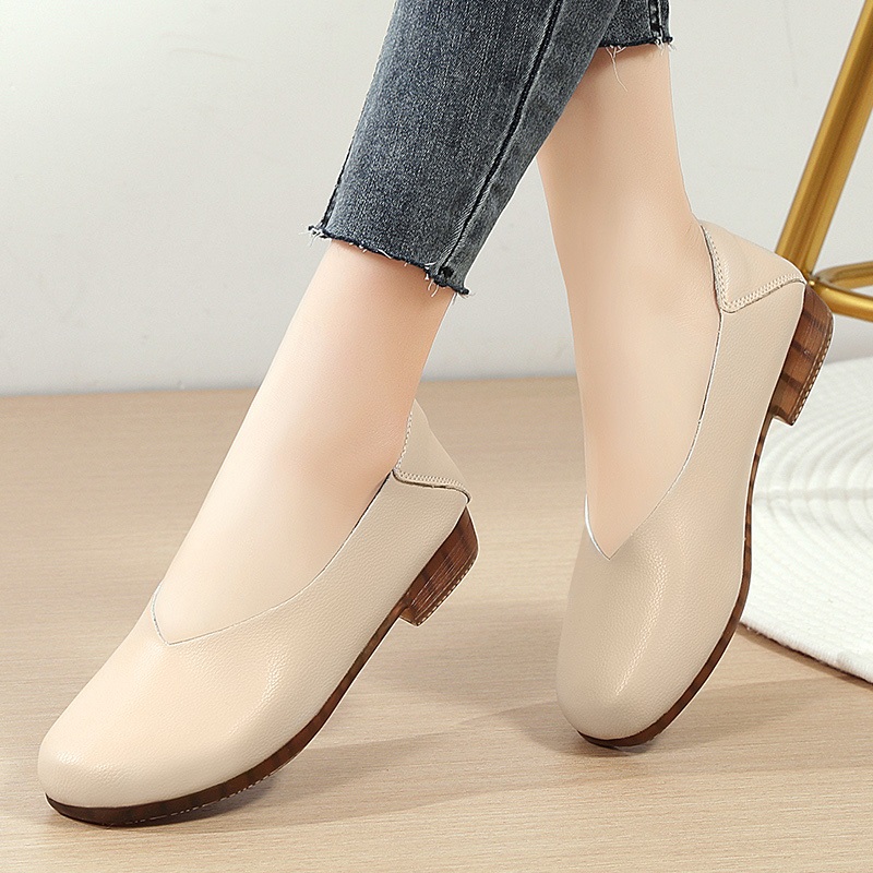 FOKU Sepatu Wanita Sepatu Slip On Wanita Flat Shoes Sepatu Kulit Wanita