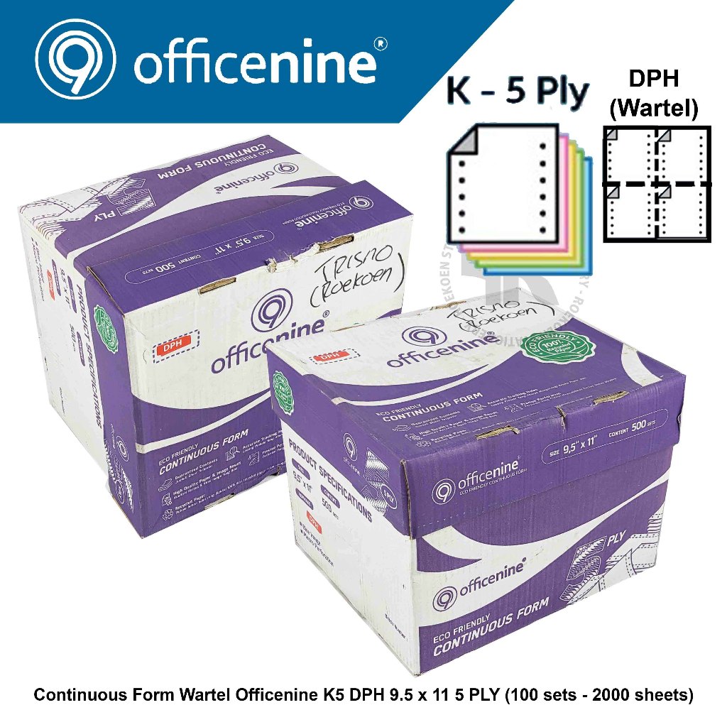 

Officenine Continuous Form K5 Wartel DPH 9.5" x 11" - 5PLY - 500Sets (Box Ungu)