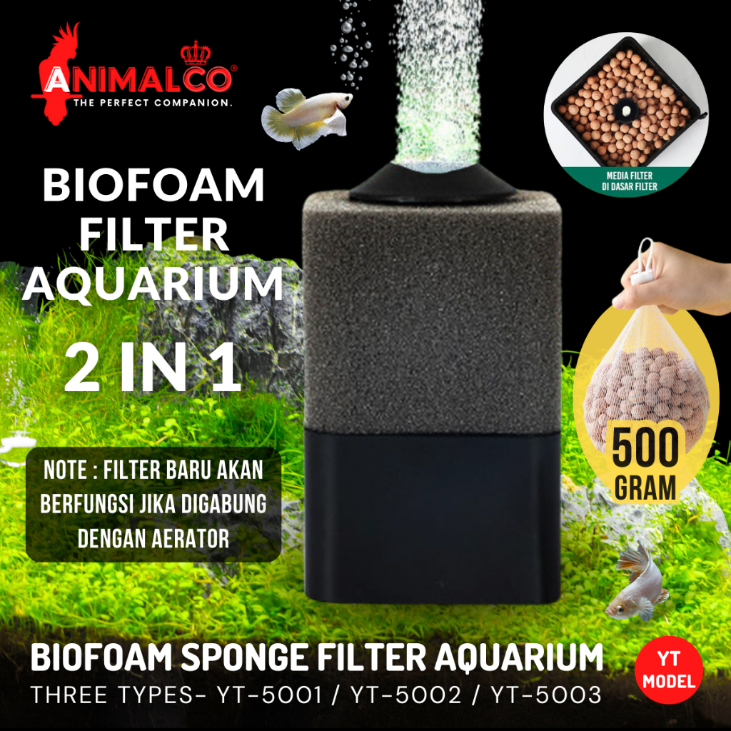 BIOFOAM FILTER MEDIA 2IN1 AQUARIUM SPONGE BIO FOAM BUSA AERATOR S M L MINI BESAR AKUARIUM AQUASCAPE 