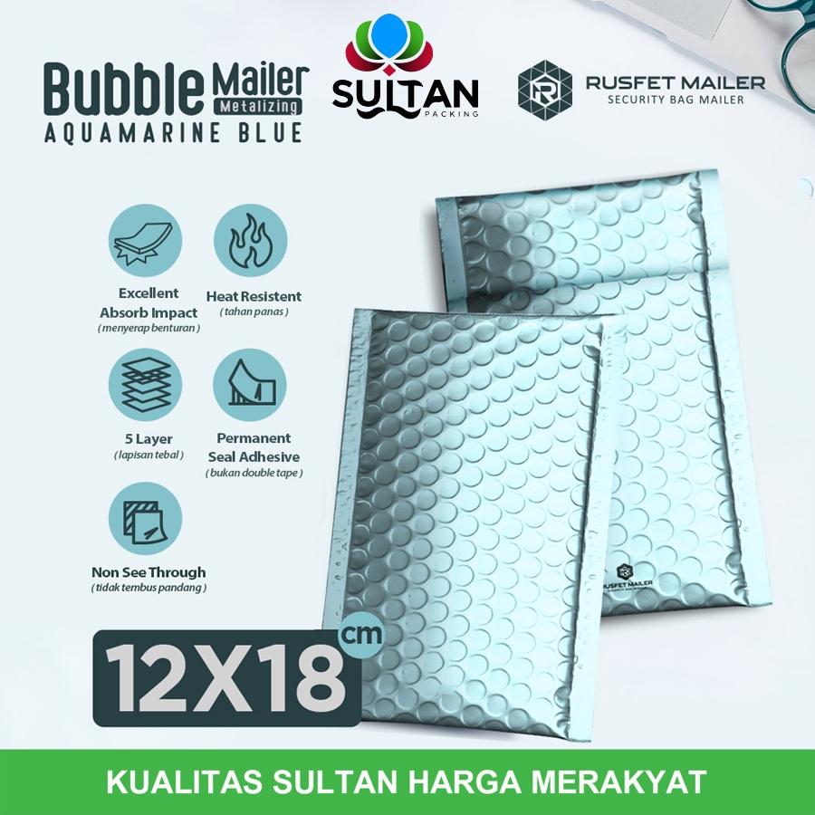 

AMPLOP BUBBLE MURAH|BUBBLE PACKING|BUBBLE MAILER LIGHT BLUE METAL12X18