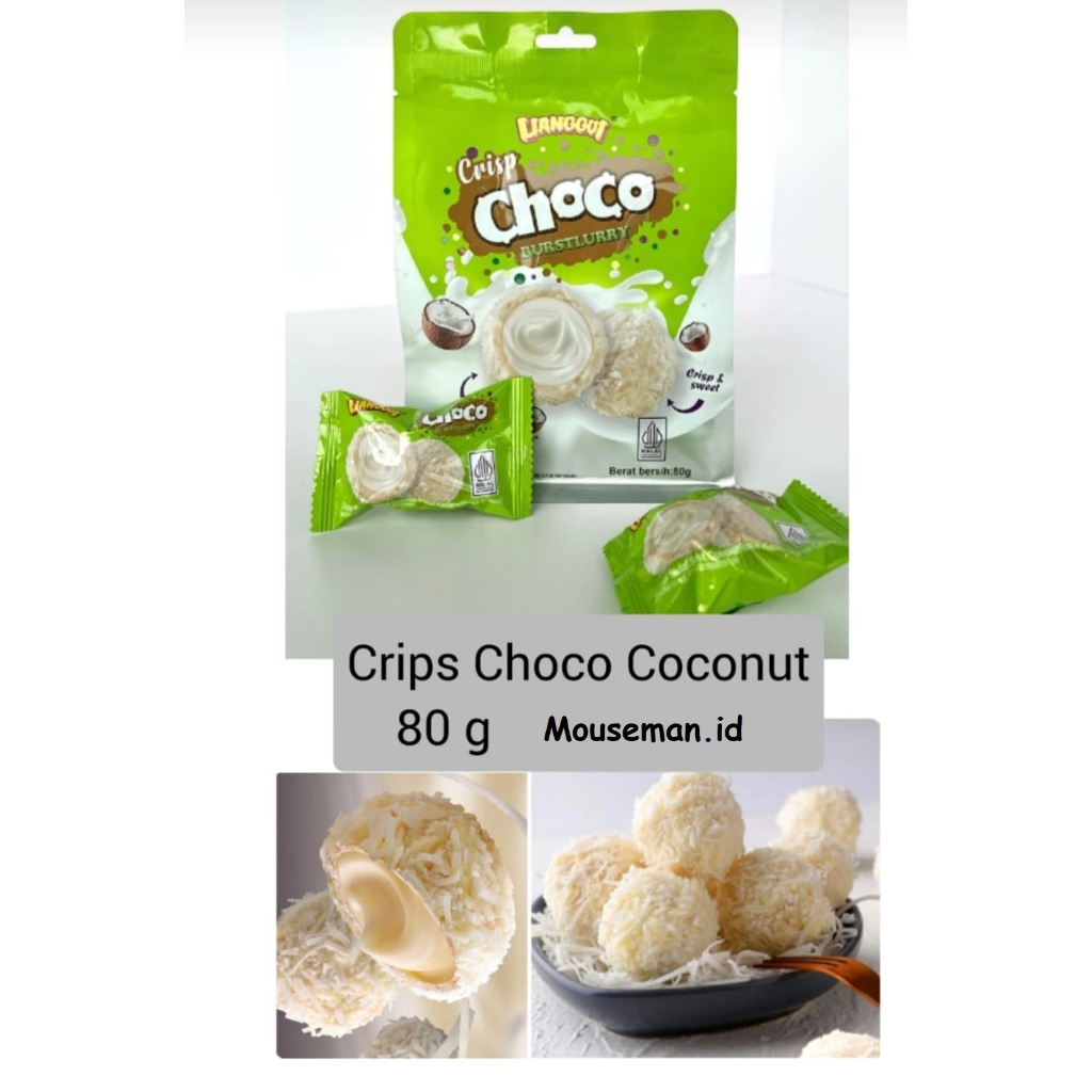 

LIANGGUI Crisp CHOCO BURSTLURRY COCONUT CRISPY & SWEET Wafer Bulat Salut Cokelat Rasa Kelapa 80gr