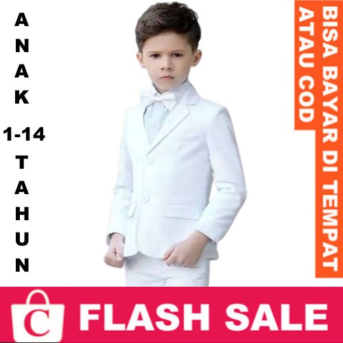 Anak Anak Usia Umur 1 - 14 tahun Blazer Pria Jas Cowok Anak Slimfit Model Kekinian Celana PUTIH POLO