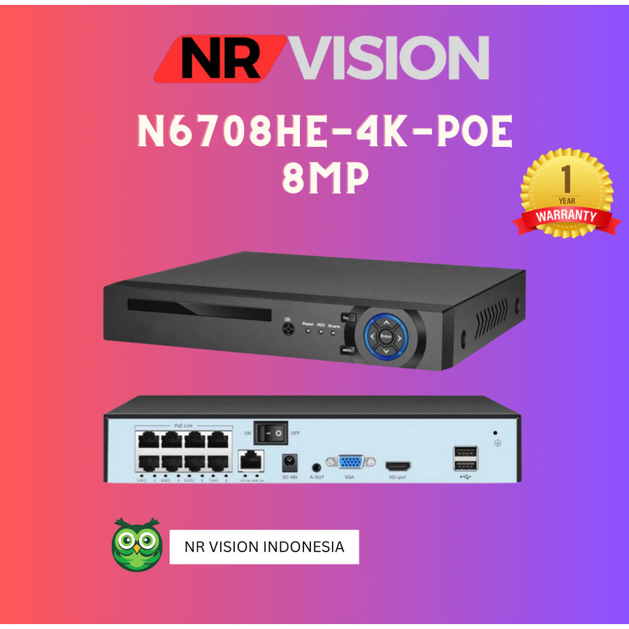 NVR NRVISION N6708HE-4K-POE 8MP App Xmeye