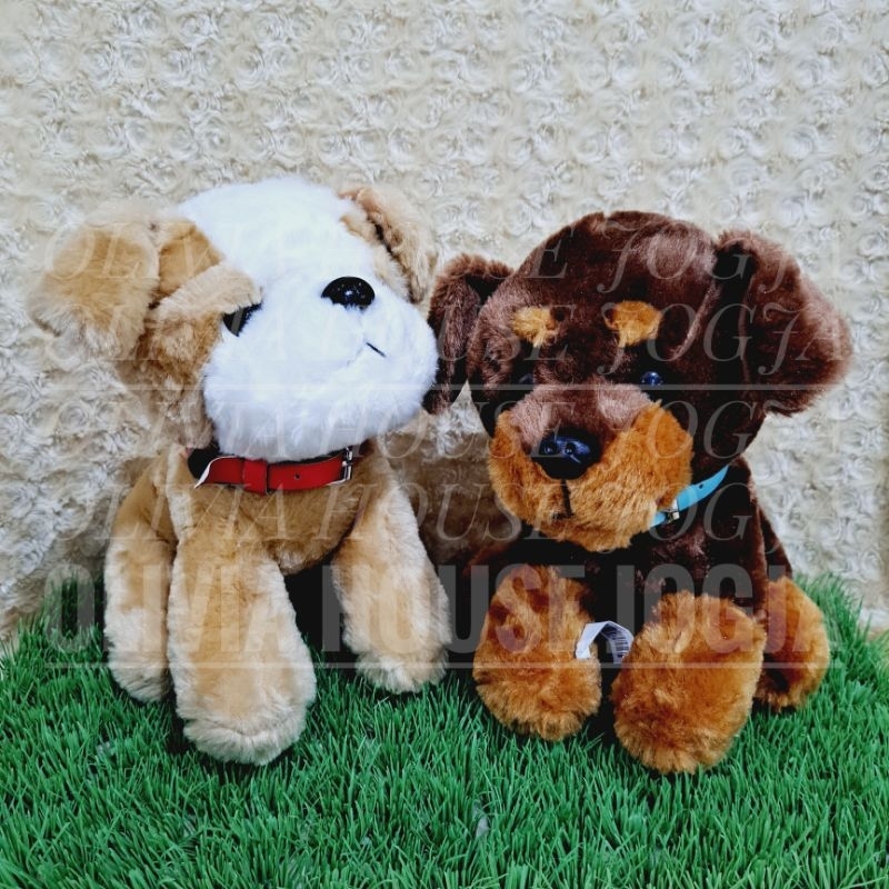 Boneka Anjing Bulldog Kalung Boneka Anjing Rottweiler Kalung Boneka Doggy Boneka Puppy