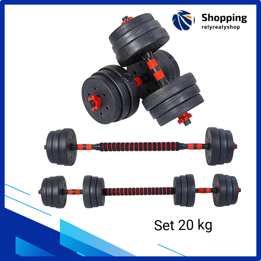 Barbel set 20KG dumbell pvc alat fitness dumbell set pvc ORIGINAL IMPORT