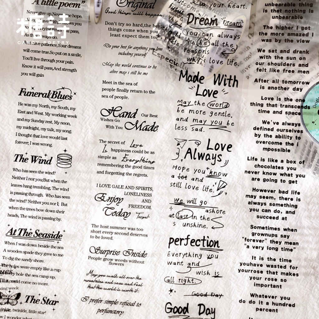 

[Artopia] Roll Sticker Quotes Stiker TIME MANUSCRIPT PET Tahan Anti Air Transparan Scrapbook Bujo Jurnal Estetik Word Kata