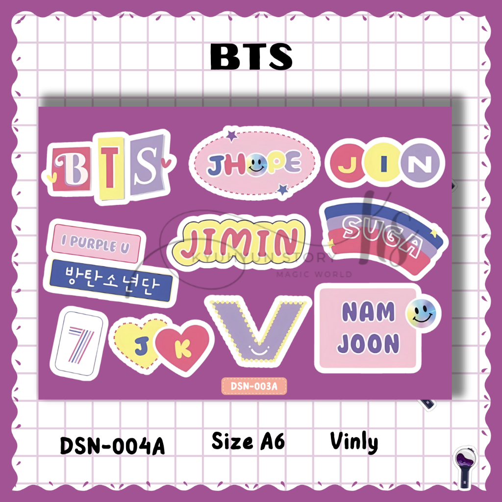 Sticker Bts Nama Kpop Logo Aesthetic Stiker Army Jurnaling Deco Aesthetic Jurnal Tumbler Berkualitas