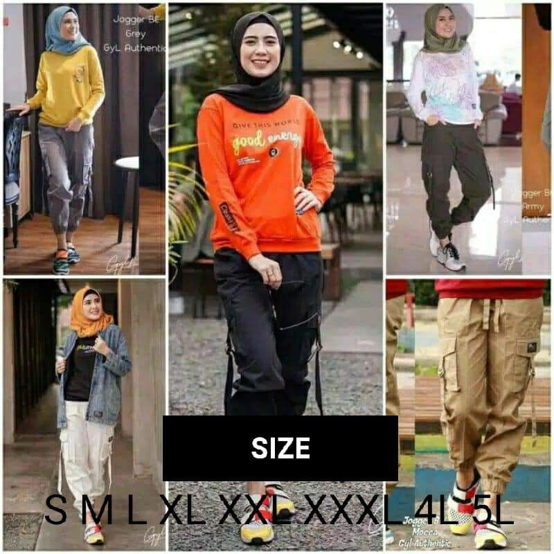 CELANA CARGO PANJANG JOGGER WANITA JUMBO BAWAHAN