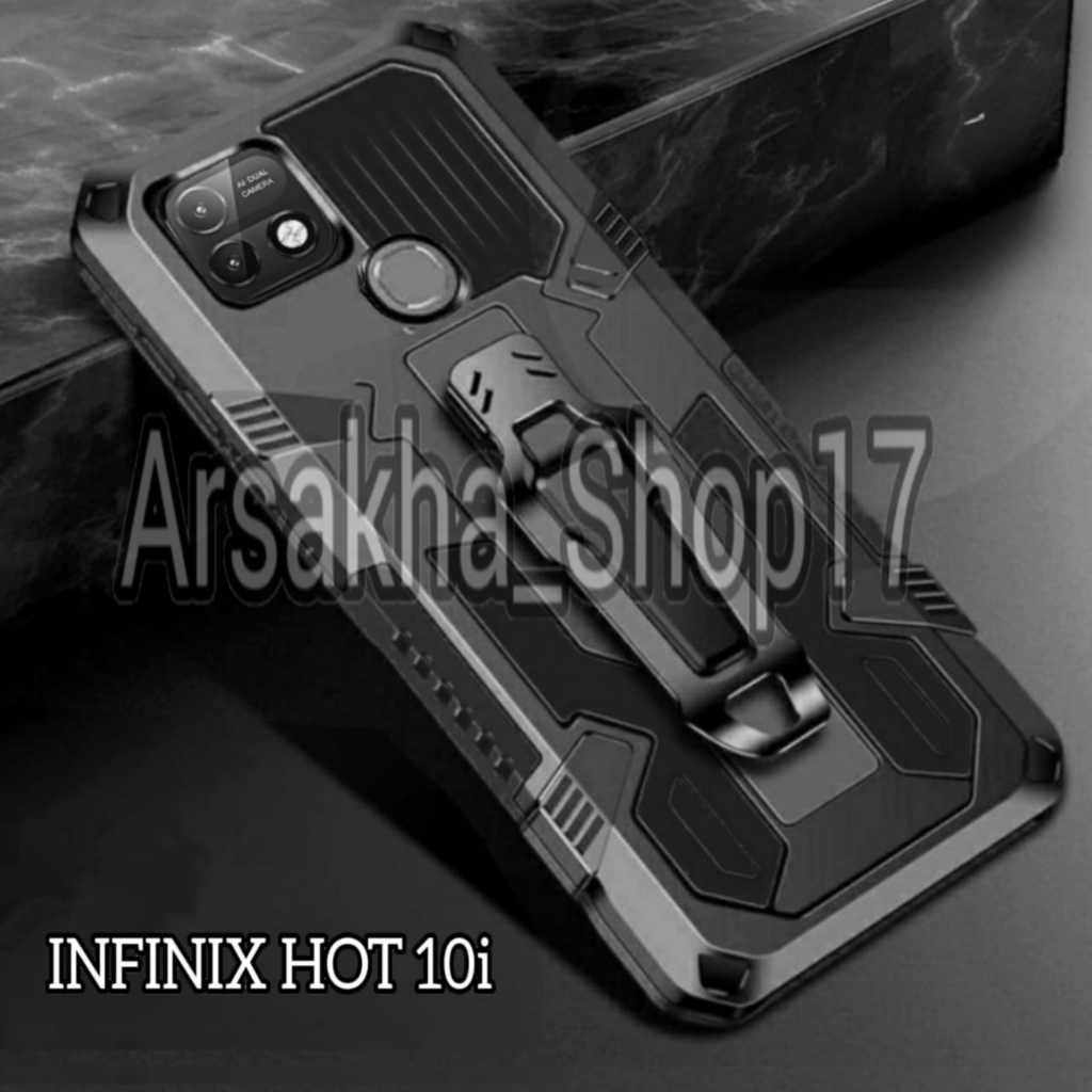 Case For INFINIX HOT 10i Soft Case Belt Clip Kick Standing Cover Hard Case Robot I Crystal Casing HP