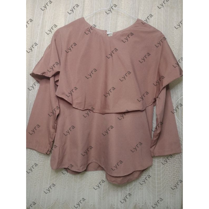 [Baju Preloved] Blouse Merah Muda/Pink Salem Model Sailor Wanita Modern Trend Lengan Panjang Murah (
