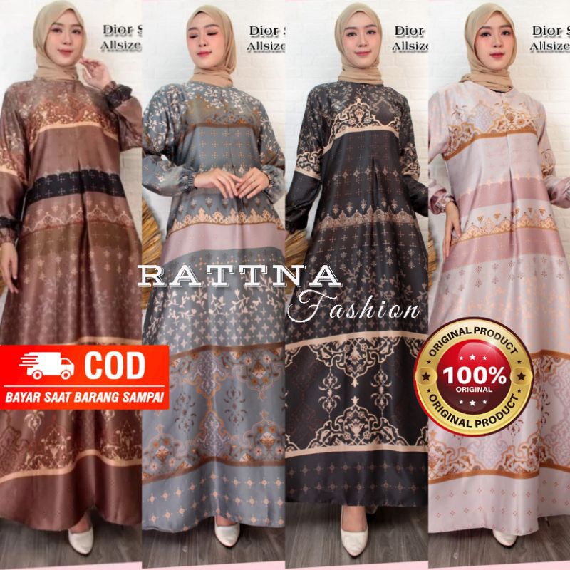 Cod - Raina Dres || Gamis motif Gamis Silk Premium Glossy {ready Jumbo LD : 130} Gamis Lebaran
