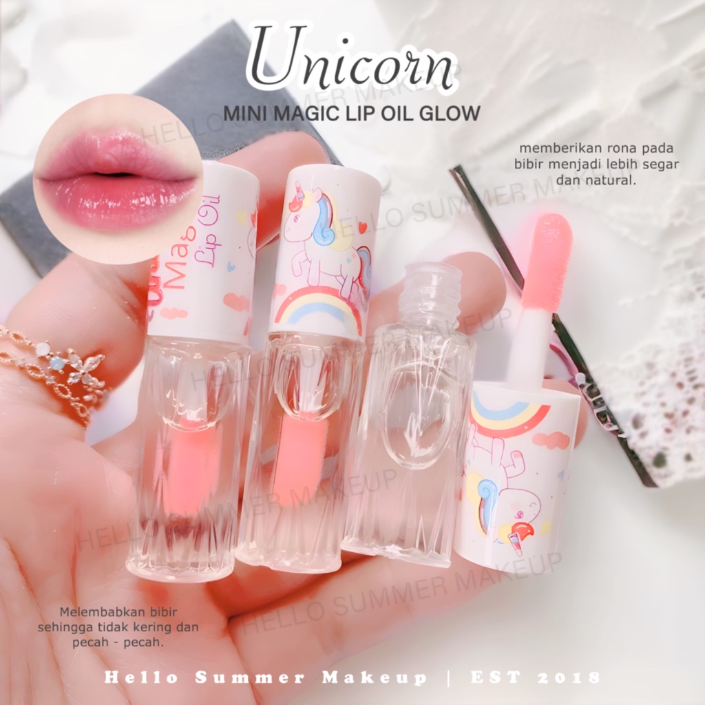 UNICORN & HONEY Mini Magic Lip Oil Lipgloss Lip Serum MIla Color Berubah Warna Melembabkan Bibir