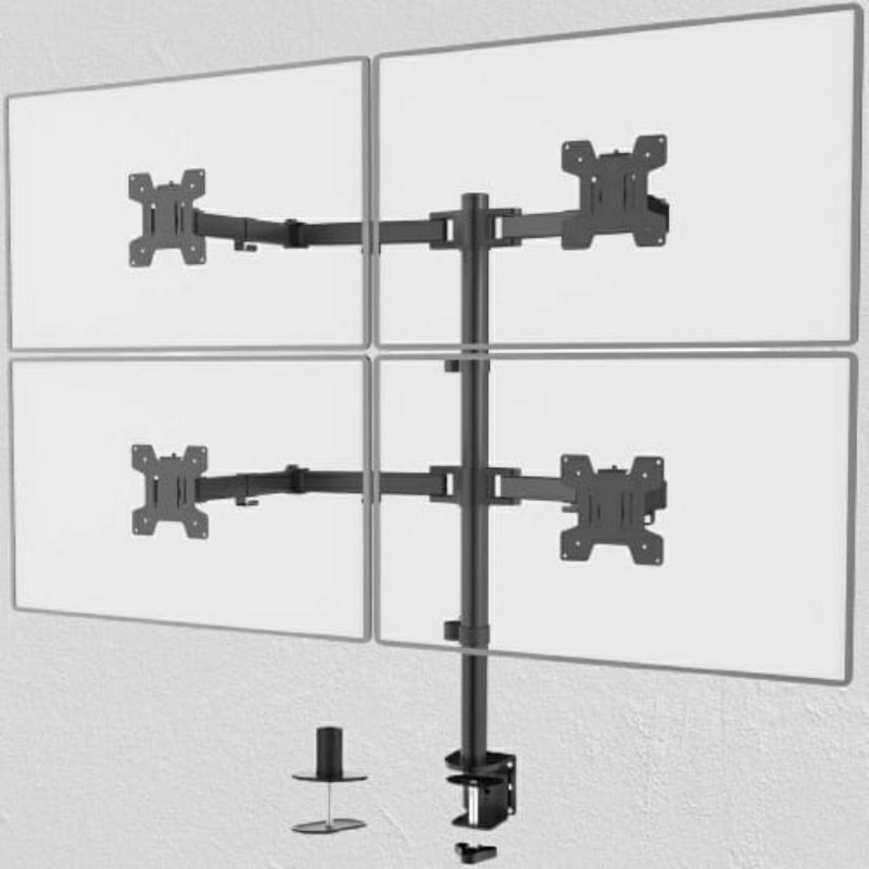 Bracket Monitor LCD Meja Jepit Lengan 4 Monitor 13 - 27 Inch